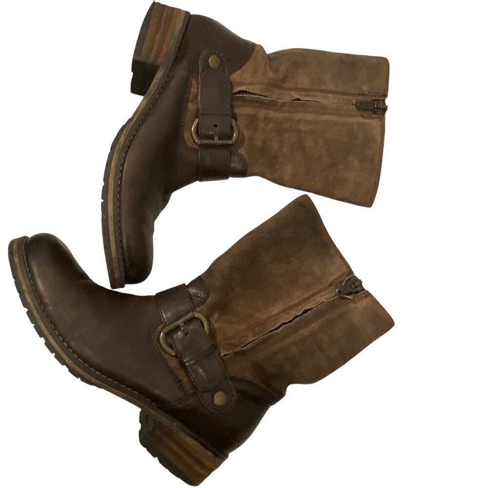Clarks Womens Majorca Isle Leather & Suede moto Boots Size 9 brown - Picture 9 of 11